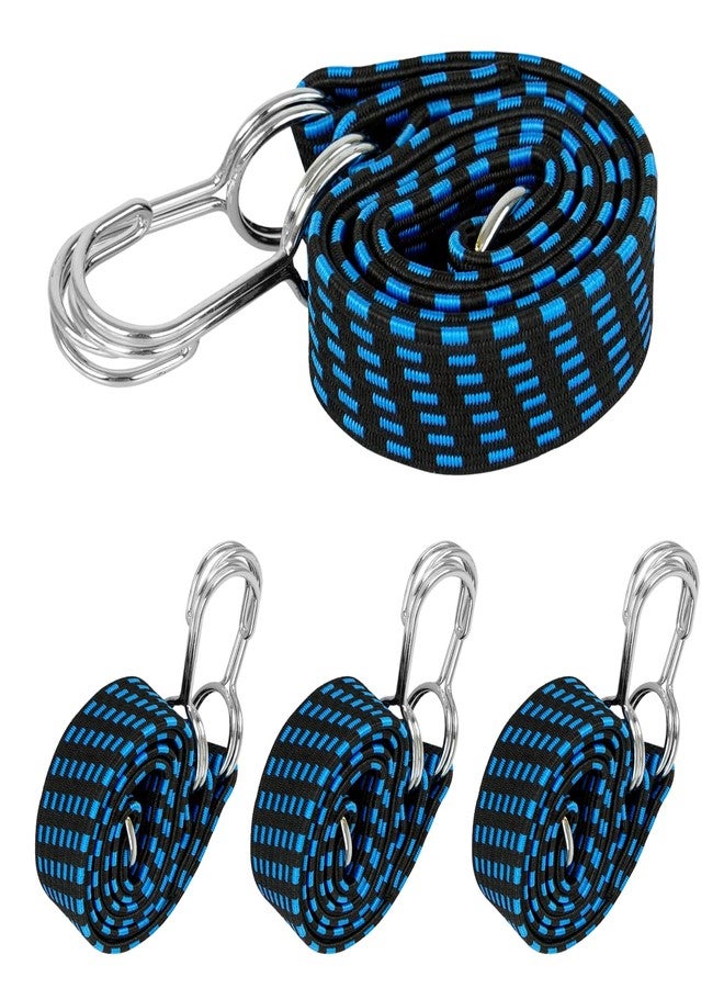 Storite 4Pcs Bungee Cords for Motorcycle Bike with Metal Hooks, 1M High Elasticity Bungee Cord Elastic Rope for Cargo Travel Packaging (Blue) - Image 1
